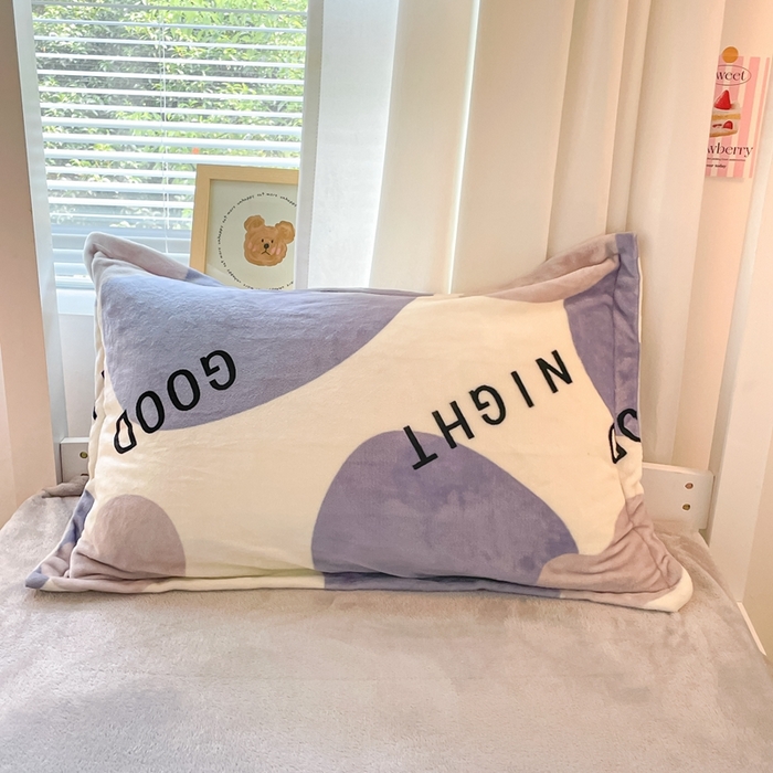 91家纺网 家纺一手货源 找家纺 寻米 2025新款高克重加厚保暖牛奶绒学生宿舍单床笠单件床笠系列二 简约晚安