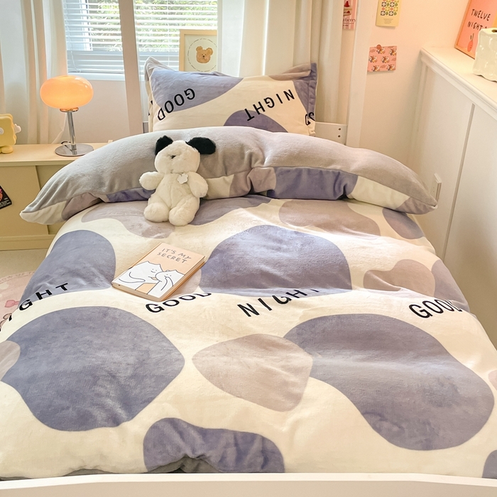 91家纺网 家纺一手货源 找家纺 寻米 2025新款高克重加厚保暖牛奶绒学生宿舍单床笠单件床笠系列二 简约晚安