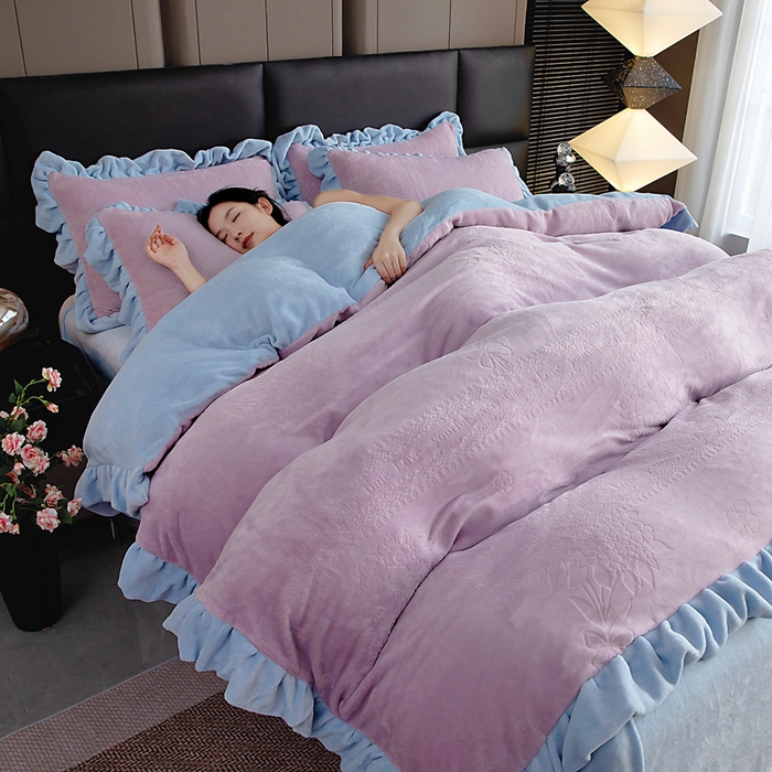 找底底家纺 2025新款加厚韩版全消光烂花牛奶绒四件套（加厚8斤重   日销20单客户优惠8元） 黛蔻-豆兰