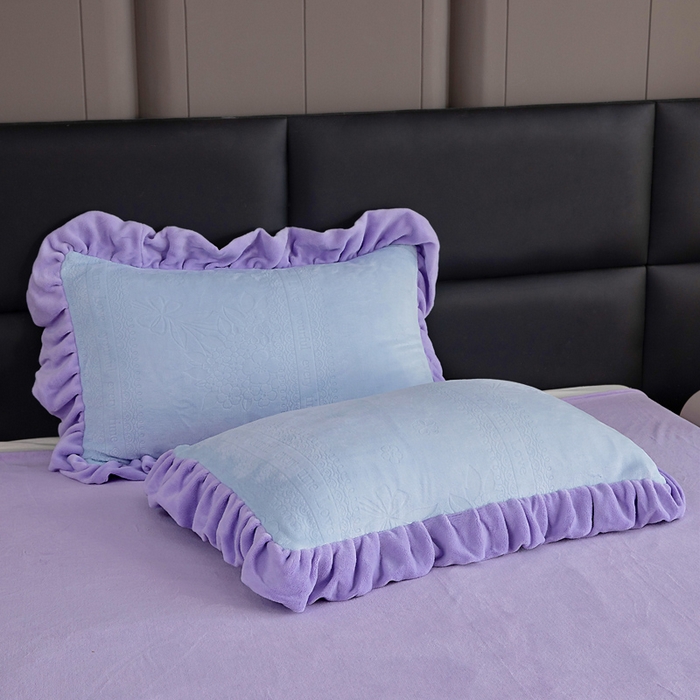 91家纺网 家纺一手货源 找家纺 找底底家纺 2025新款加厚韩版全消光烂花牛奶绒四件套（加厚8斤重   日销20单客户优惠8元） 黛蔻-兰紫