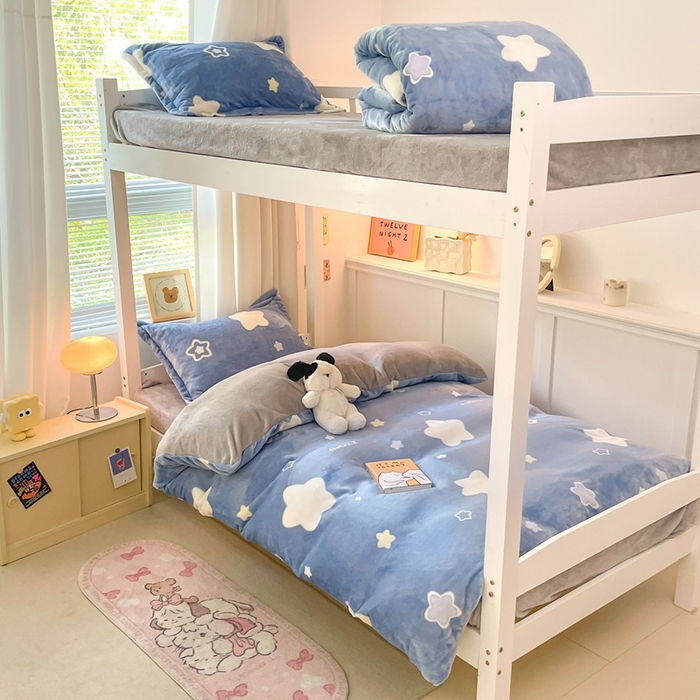 寻米 2025新款高克重加厚保暖牛奶绒学生宿舍单床笠单件床笠系列二 星空萌物