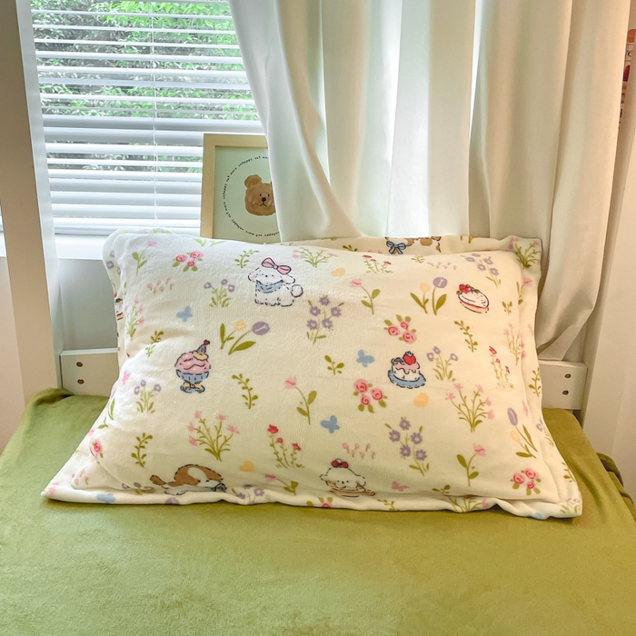 91家纺网 家纺一手货源 找家纺 寻米 2025新款高克重加厚保暖牛奶绒学生宿舍单床笠单件床笠系列二 小狗茶园-绿