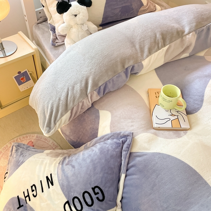 91家纺网 家纺一手货源 找家纺 寻米 2025新款高克重加厚保暖牛奶绒学生宿舍单床笠单件床笠系列二 简约晚安