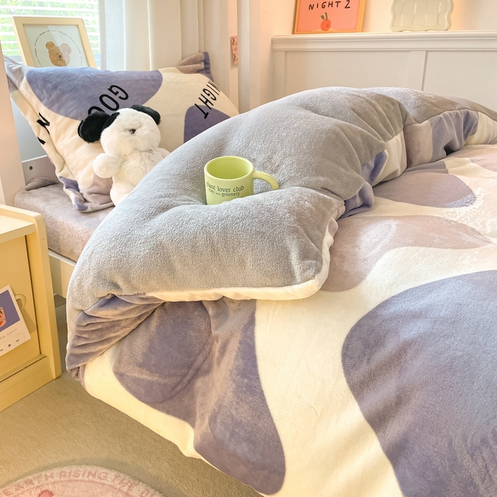 91家纺网 家纺一手货源 找家纺 寻米 2025新款高克重加厚保暖牛奶绒学生宿舍单床笠单件床笠系列二 简约晚安