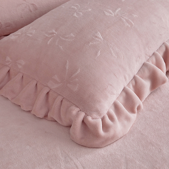 91家纺网 家纺一手货源 找家纺 找底底家纺 2025新款加厚韩版全消光烂花牛奶绒四件套（加厚8斤重   日销20单客户优惠8元） 蝴蝶结-豆沙