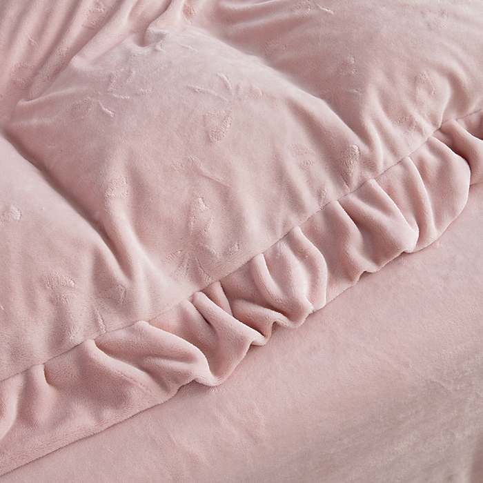 91家纺网 家纺一手货源 找家纺 找底底家纺 2025新款加厚韩版全消光烂花牛奶绒四件套（加厚8斤重   日销20单客户优惠8元） 蝴蝶结-豆沙