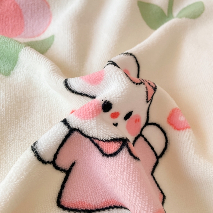 91家纺网 家纺一手货源 找家纺 寻米 2025新款高克重加厚保暖牛奶绒学生宿舍单床笠单件床笠系列二 郁香小兔