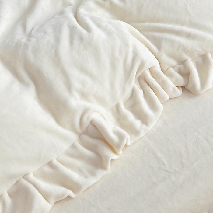 91家纺网 家纺一手货源 找家纺 找底底家纺 2025新款加厚韩版全消光烂花牛奶绒四件套（加厚8斤重   日销20单客户优惠8元） 蝴蝶结-米白