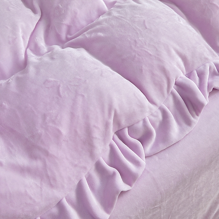 91家纺网 家纺一手货源 找家纺 找底底家纺 2025新款加厚韩版全消光烂花牛奶绒四件套（加厚8斤重   日销20单客户优惠8元） 蝴蝶结-暖紫