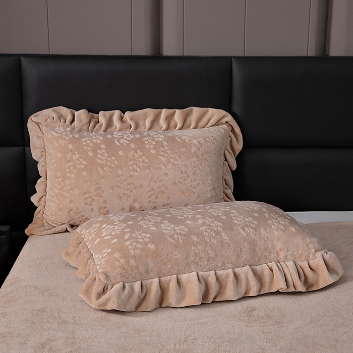 91家纺网 家纺一手货源 找家纺 找底底家纺 2025新款加厚韩版全消光烂花牛奶绒四件套（加厚8斤重   日销20单客户优惠8元） 澜花-咖色