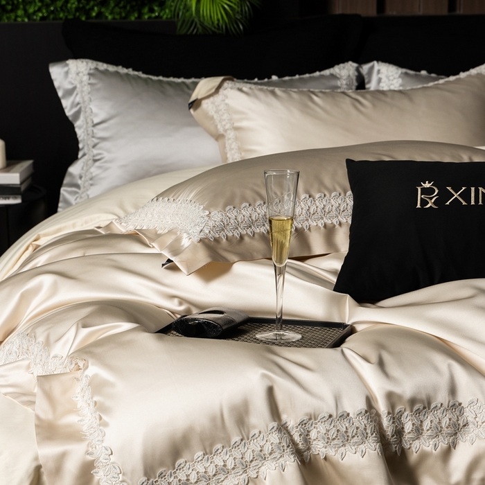 91家纺网 家纺一手货源 找家纺 馨蕊家居 2025秋冬臻品上新高精密四件套-知意 知意-香槟