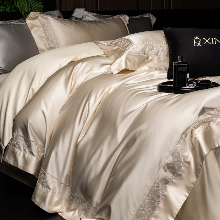 91家纺网 家纺一手货源 找家纺 馨蕊家居 2025秋冬臻品上新高精密四件套-云芙 云芙-香槟