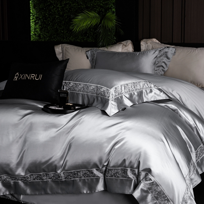 91家纺网 家纺一手货源 找家纺 馨蕊家居 2025秋冬臻品上新高精密四件套-云芙 云芙-高级灰