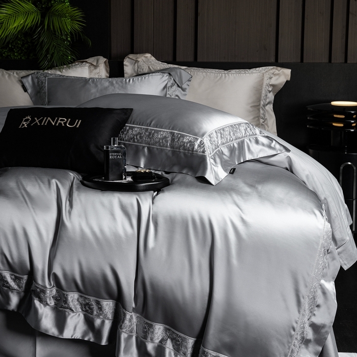 91家纺网 家纺一手货源 找家纺 馨蕊家居 2025秋冬臻品上新高精密四件套-云芙 云芙-高级灰