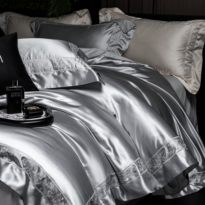 91家纺网 家纺一手货源 找家纺 馨蕊家居 2025秋冬臻品上新高精密四件套-云芙 云芙-高级灰