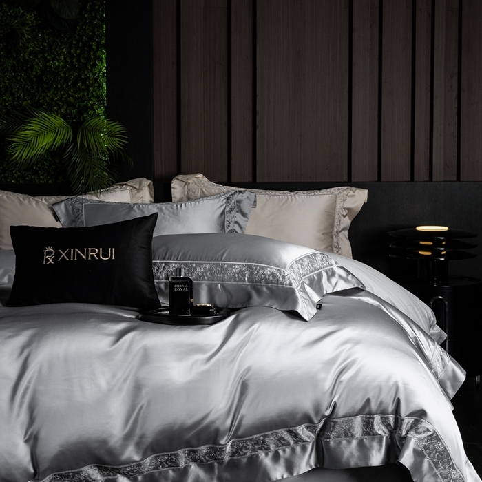 91家纺网 家纺一手货源 找家纺 馨蕊家居 2025秋冬臻品上新高精密四件套-云芙 云芙-高级灰