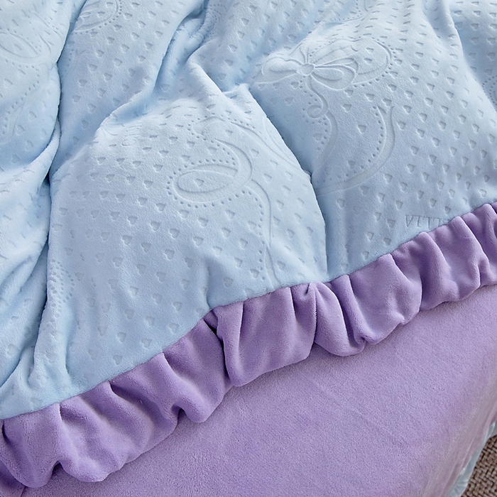 91家纺网 家纺一手货源 找家纺 找底底家纺 2025新款加厚韩版全消光烂花牛奶绒四件套（加厚8斤重   日销20单客户优惠8元） 柔漾-兰紫
