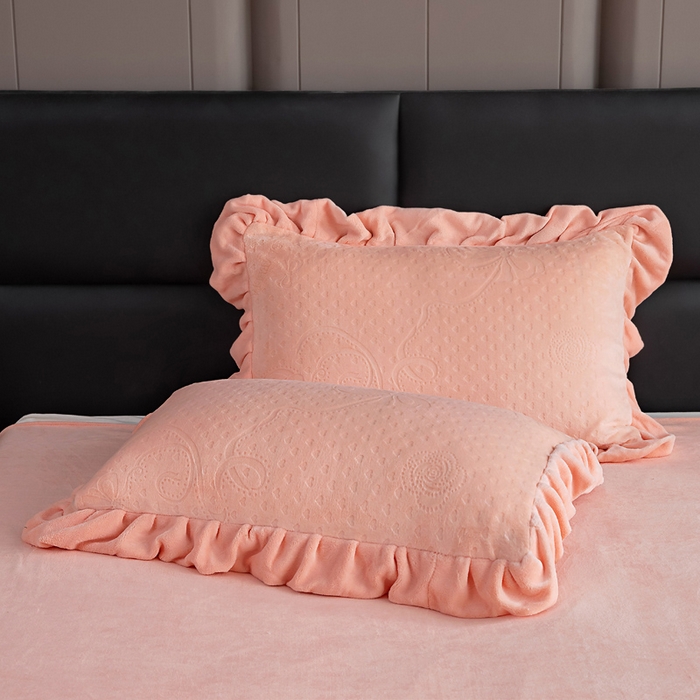 91家纺网 家纺一手货源 找家纺 找底底家纺 2025新款加厚韩版全消光烂花牛奶绒四件套（加厚8斤重   日销20单客户优惠8元） 柔漾-暖桔