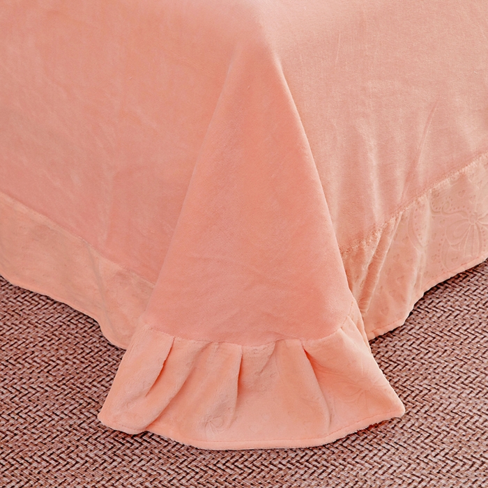 91家纺网 家纺一手货源 找家纺 找底底家纺 2025新款加厚韩版全消光烂花牛奶绒四件套（加厚8斤重   日销20单客户优惠8元） 柔漾-暖桔