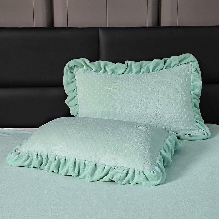 91家纺网 家纺一手货源 找家纺 找底底家纺 2025新款加厚韩版全消光烂花牛奶绒四件套（加厚8斤重   日销20单客户优惠8元） 柔漾-暖绿