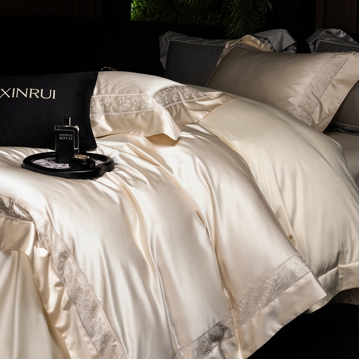 91家纺网 家纺一手货源 找家纺 馨蕊家居 2025秋冬臻品上新高精密四件套-云芙 云芙-香槟