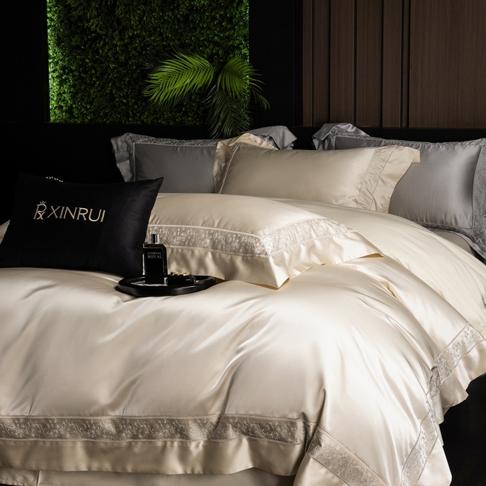 91家纺网 家纺一手货源 找家纺 馨蕊家居 2025秋冬臻品上新高精密四件套-云芙 云芙-香槟