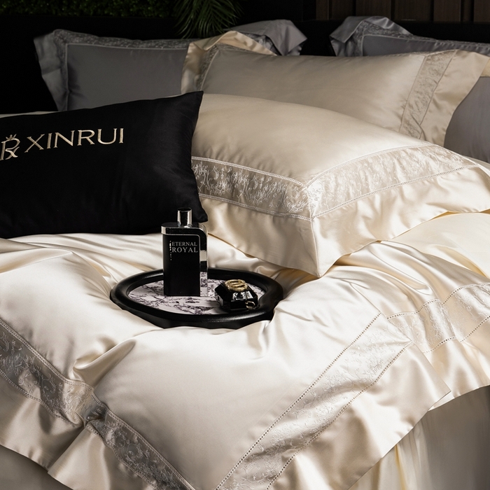 91家纺网 家纺一手货源 找家纺 馨蕊家居 2025秋冬臻品上新高精密四件套-云芙 云芙-香槟