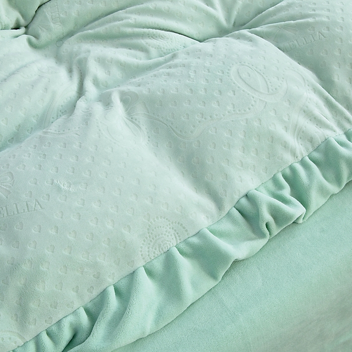 91家纺网 家纺一手货源 找家纺 找底底家纺 2025新款加厚韩版全消光烂花牛奶绒四件套（加厚8斤重   日销20单客户优惠8元） 柔漾-暖绿