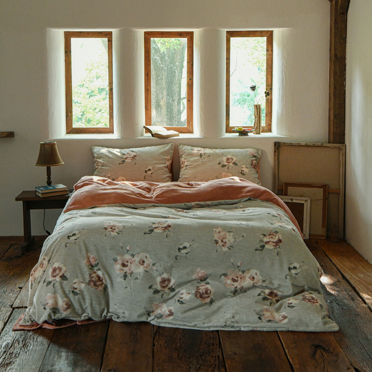 91家纺网 家纺一手货源 找家纺 花漾家居 2025秋冬新品法式复古简约诧寂风牛奶绒四件套 罗兰 绿