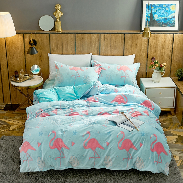 梵克保罗 2025新款秋冬6D水晶绒雕花绒牛奶绒法莱绒学生三件套 火鸟