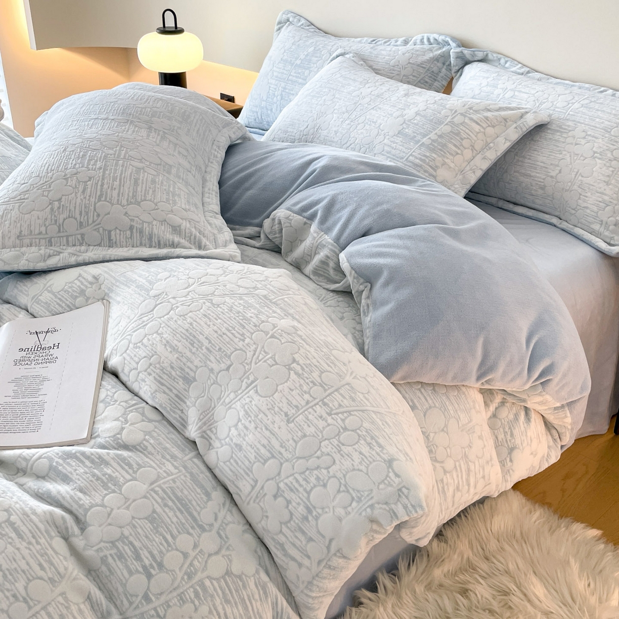 91家纺网 家纺一手货源 找家纺 梵克保罗 2025新款保暖舒适雕花绒四件套 豆蔻