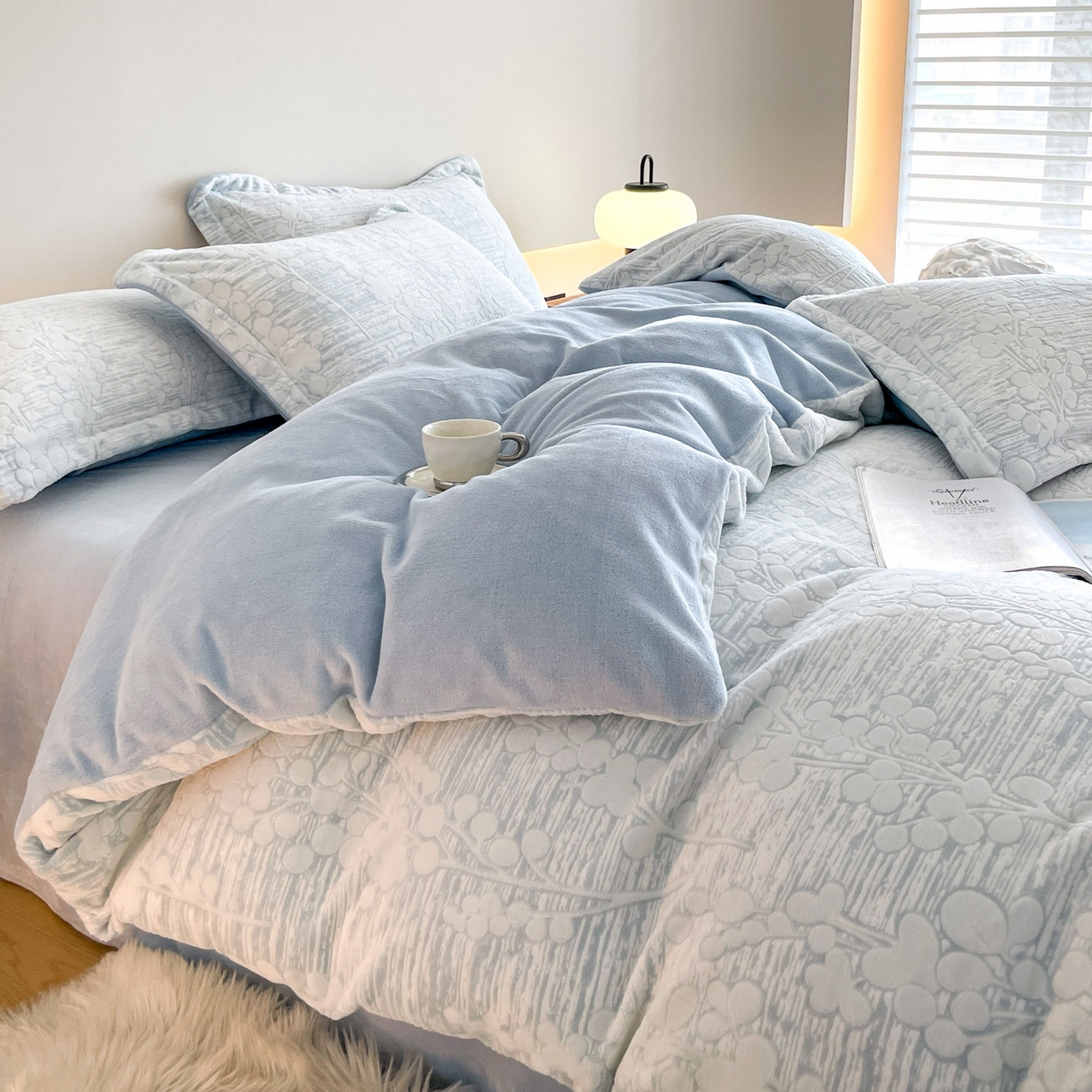 91家纺网 家纺一手货源 找家纺 梵克保罗 2025新款保暖舒适雕花绒四件套 豆蔻