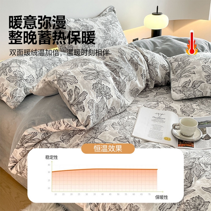 91家纺网 家纺一手货源 找家纺 梵克保罗 2025新款保暖舒适雕花绒四件套 心中之城