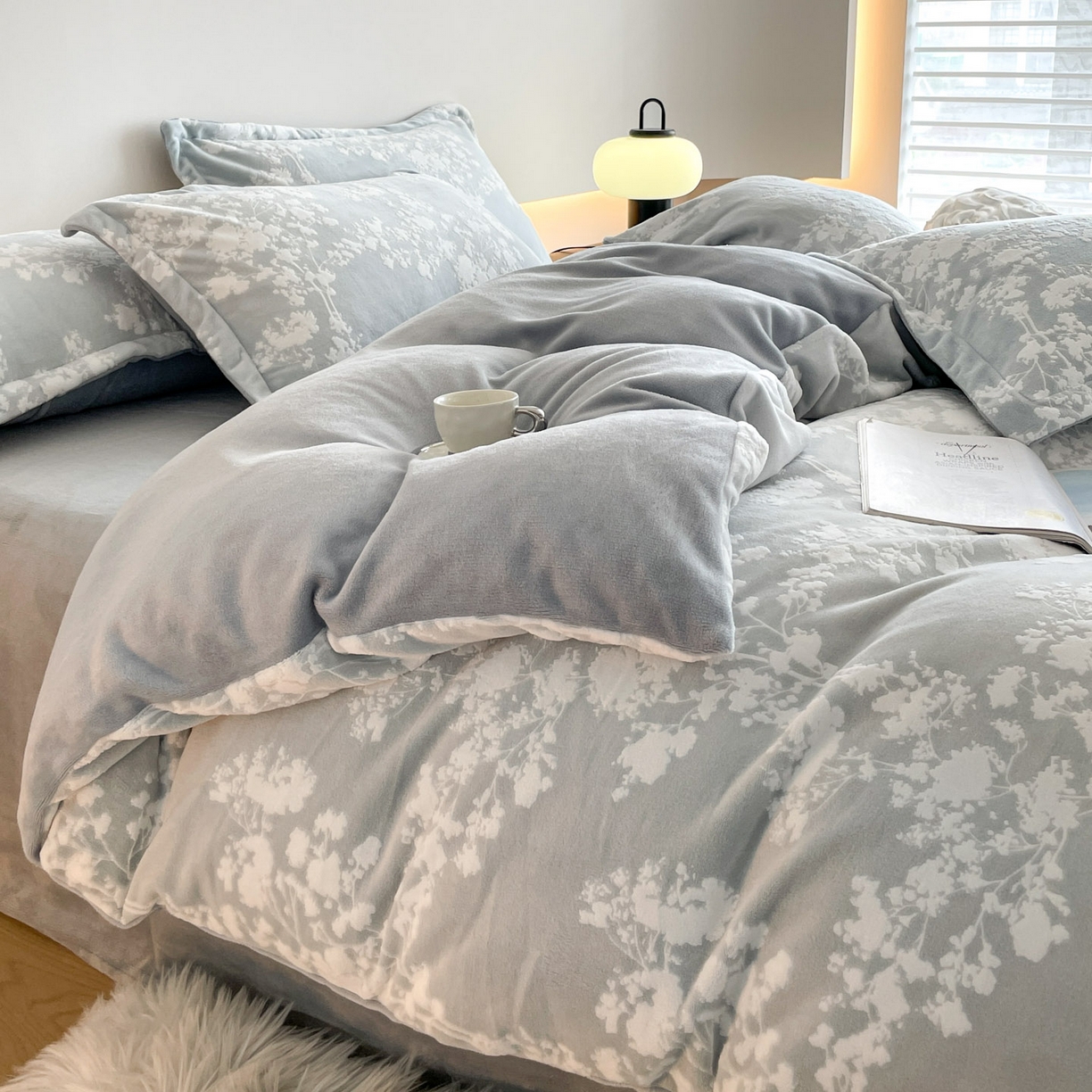 91家纺网 家纺一手货源 找家纺 梵克保罗 2025新款保暖舒适雕花绒四件套 画意枝头