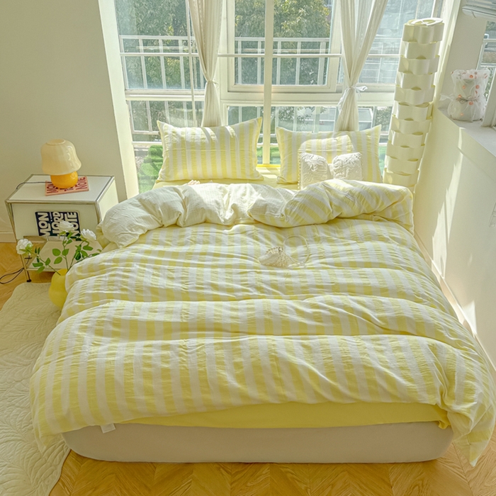 91家纺网 家纺一手货源 找家纺 大叔大婶 云朵条纹奶黄