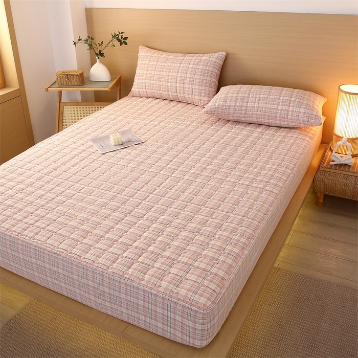 91家纺网 家纺一手货源 找家纺 （总）梵克保罗 2025新款无印风全棉色织水洗棉夹棉床笠