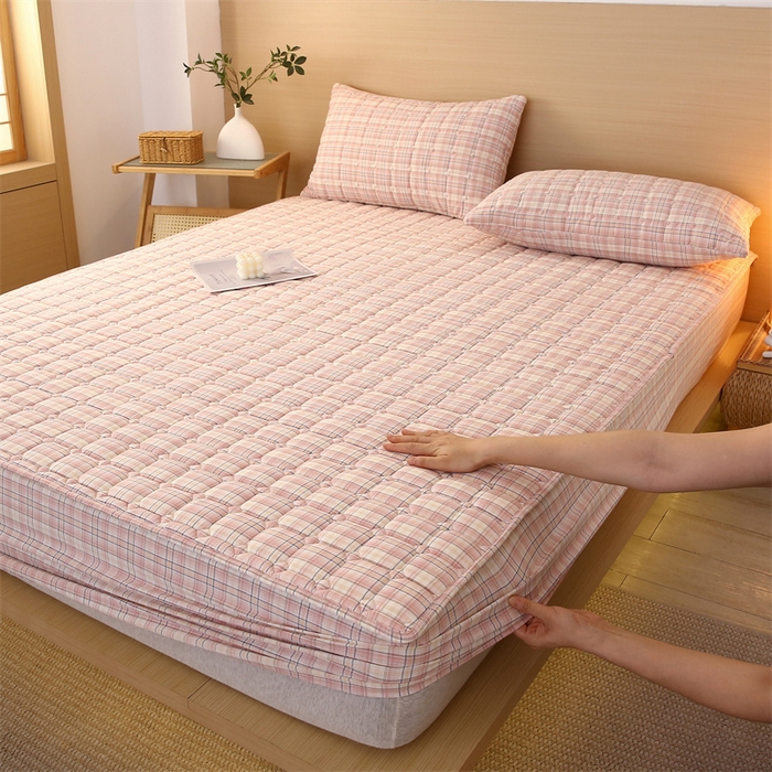 （总）梵克保罗 2025新款无印风全棉色织水洗棉夹棉床笠