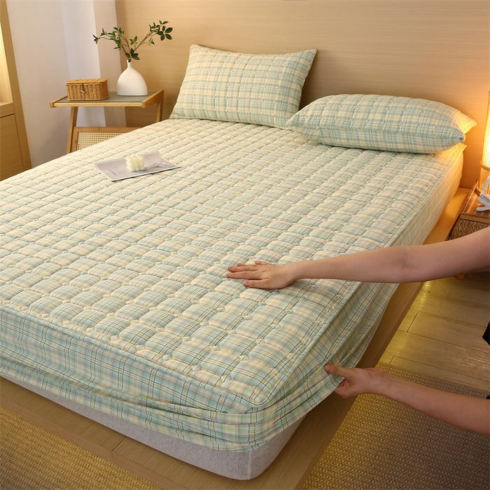 91家纺网 家纺一手货源 找家纺 （总）梵克保罗 2025新款无印风全棉色织水洗棉夹棉床笠