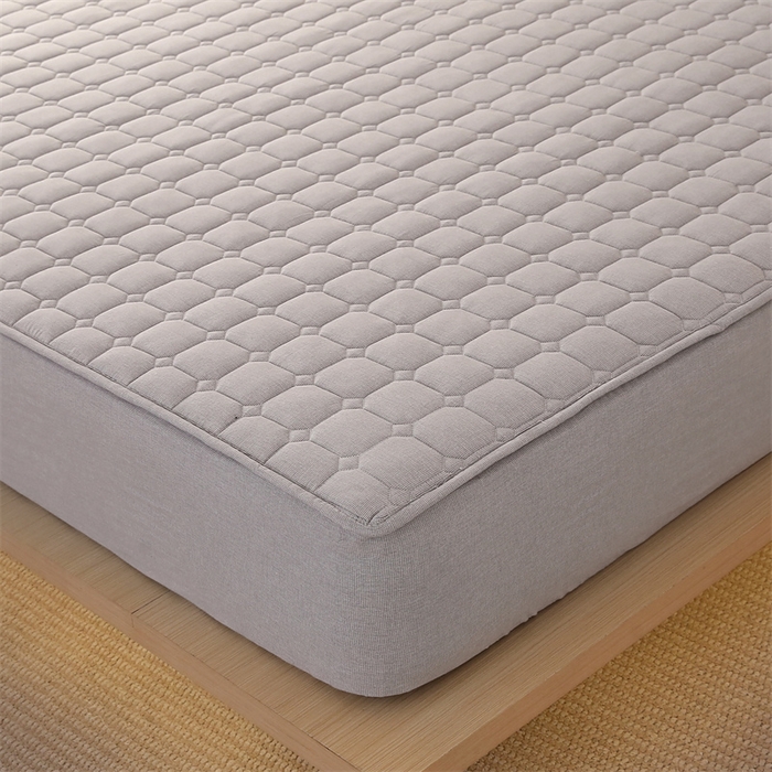 91家纺网 家纺一手货源 找家纺 梵克保罗 2025新款无印风全棉色织水洗棉夹棉床笠 千鸟格灰