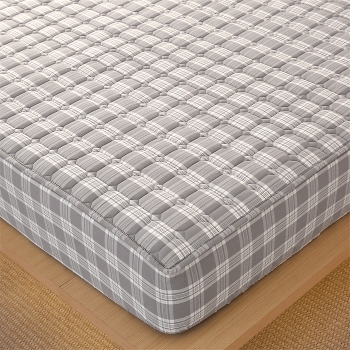 91家纺网 家纺一手货源 找家纺 梵克保罗 2025新款无印风全棉色织水洗棉夹棉床笠 凯里灰