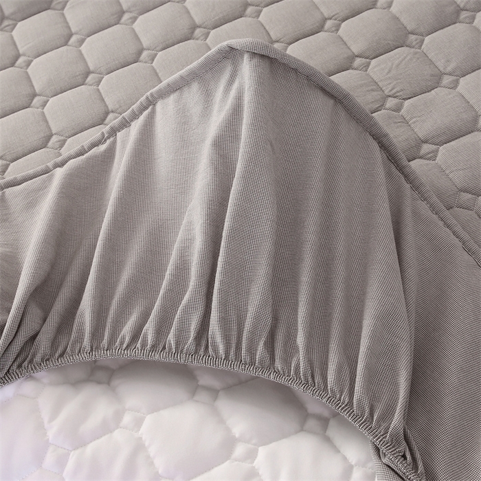 91家纺网 家纺一手货源 找家纺 梵克保罗 2025新款无印风全棉色织水洗棉夹棉床笠 千鸟格灰