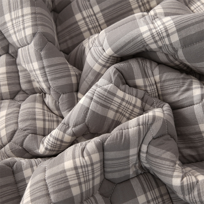 91家纺网 家纺一手货源 找家纺 梵克保罗 2025新款无印风全棉色织水洗棉夹棉床笠 凯里灰