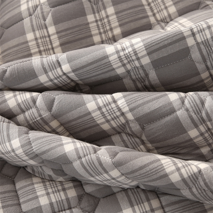 91家纺网 家纺一手货源 找家纺 梵克保罗 2025新款无印风全棉色织水洗棉夹棉床笠 凯里灰