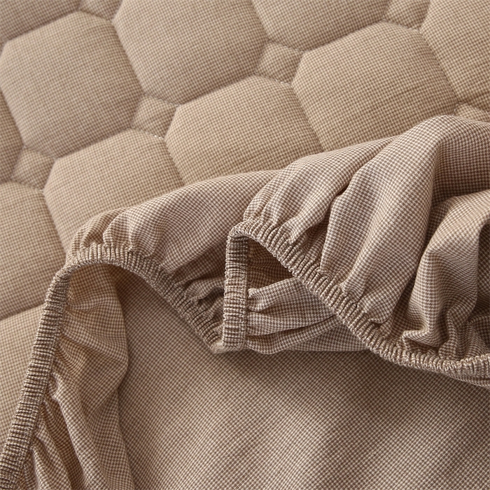 91家纺网 家纺一手货源 找家纺 梵克保罗 2025新款无印风全棉色织水洗棉夹棉床笠 千鸟格驼