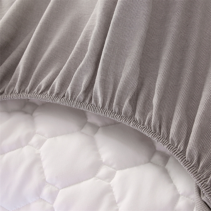 91家纺网 家纺一手货源 找家纺 梵克保罗 2025新款无印风全棉色织水洗棉夹棉床笠 千鸟格灰