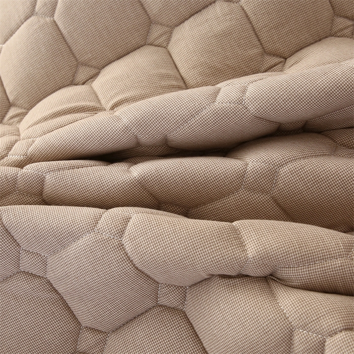 91家纺网 家纺一手货源 找家纺 梵克保罗 2025新款无印风全棉色织水洗棉夹棉床笠 千鸟格驼