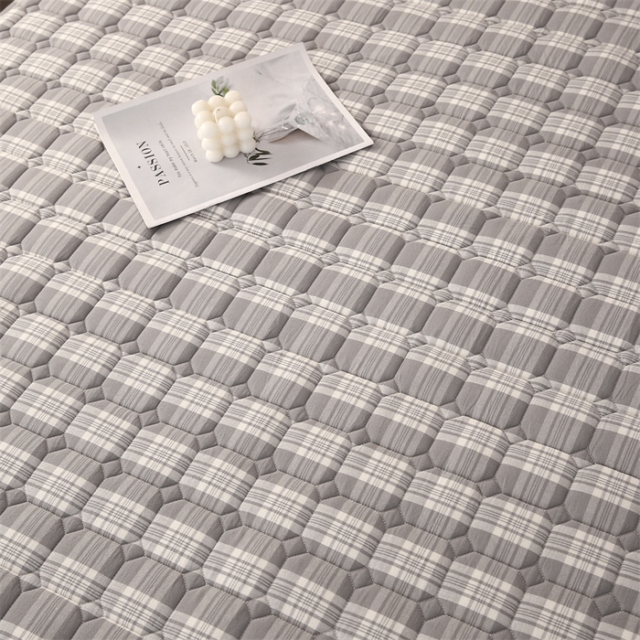 91家纺网 家纺一手货源 找家纺 梵克保罗 2025新款无印风全棉色织水洗棉夹棉床笠 凯里灰