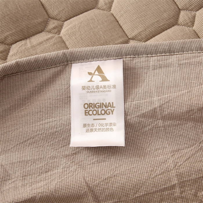 91家纺网 家纺一手货源 找家纺 梵克保罗 2025新款无印风全棉色织水洗棉夹棉床笠 千鸟格驼