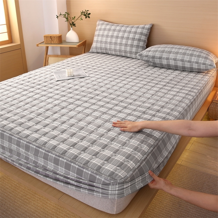 91家纺网 家纺一手货源 找家纺 （总）梵克保罗 2025新款无印风全棉色织水洗棉夹棉床笠