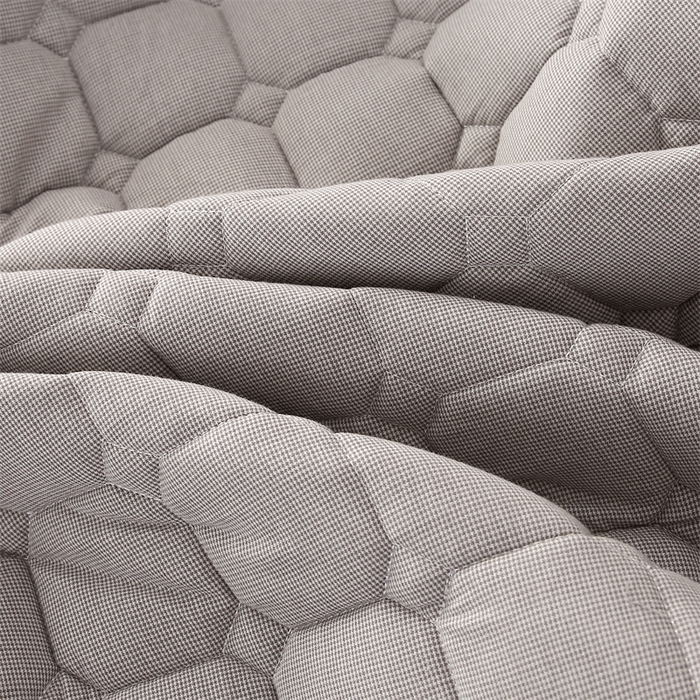 91家纺网 家纺一手货源 找家纺 梵克保罗 2025新款无印风全棉色织水洗棉夹棉床笠 千鸟格灰